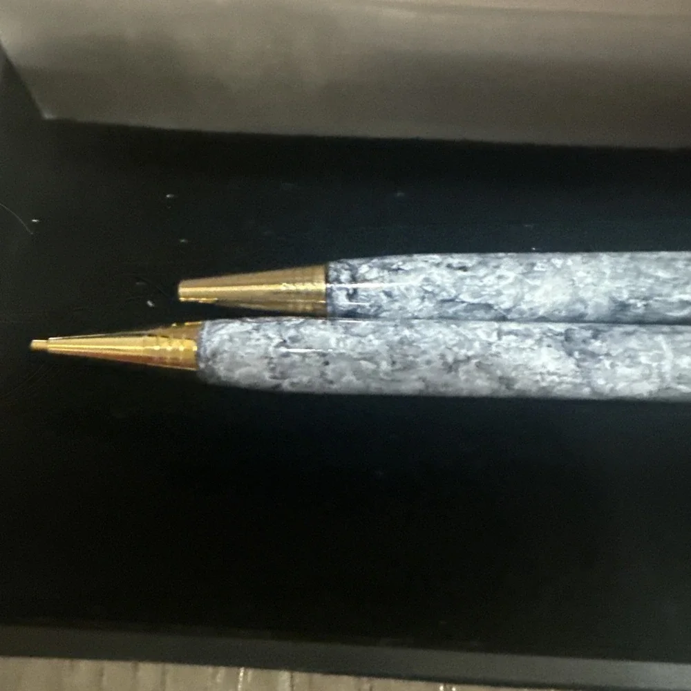 Pembrooke Vintage Ball Point Pen and Mechanical Pencil Set NIB NOS Gray‎ Marble